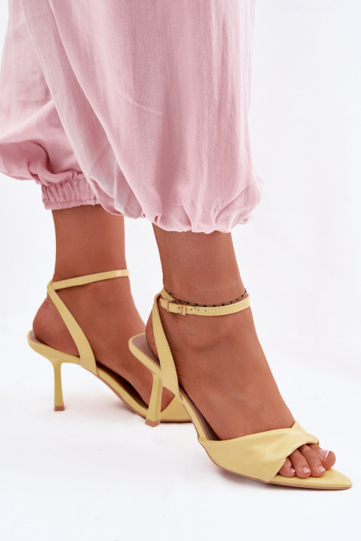 Women's High Heel Sandals Made of Eco Leather Yellow Sedira