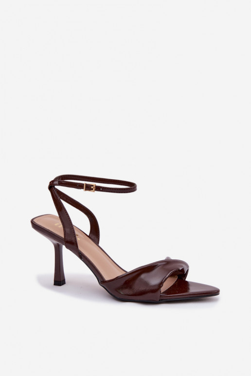 Women's High Heel Sandals Made of Eco Leather Chocolate Sedira