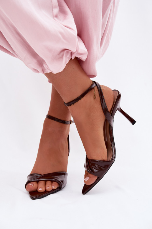 Women's High Heel Sandals Made of Eco Leather Chocolate Sedira