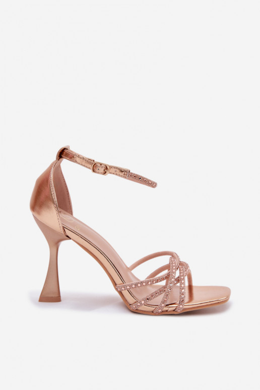Women's High-Heeled Sandals With Crystals Redira Champagne