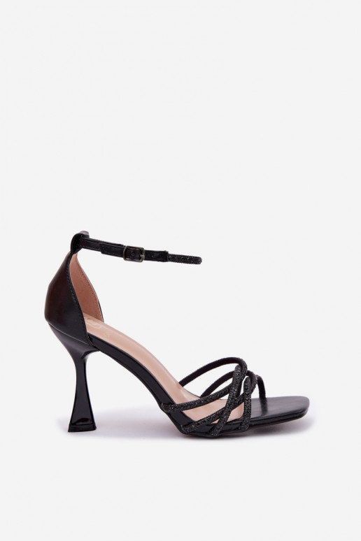 Women's High Heel Sandals With Crystals Black Redira