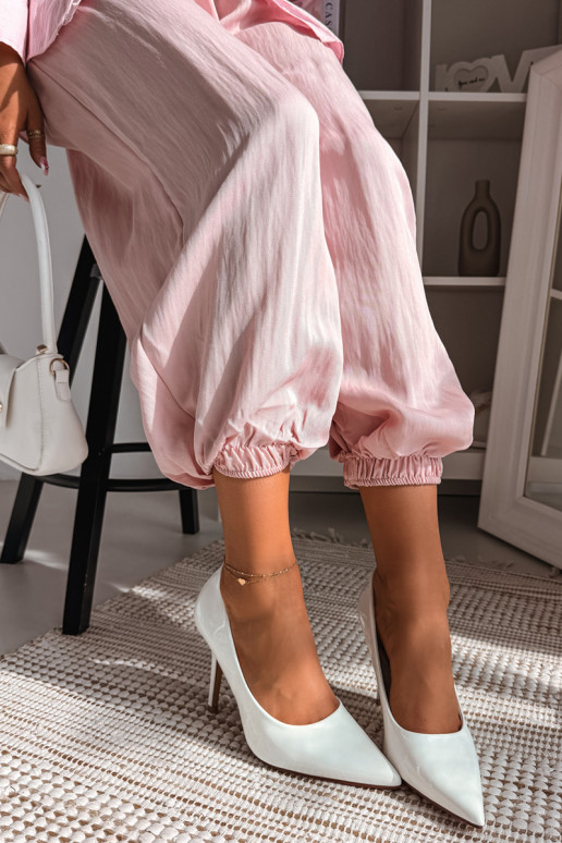 Classic Patent Leather High Heels Made of Faux Leather White Odira