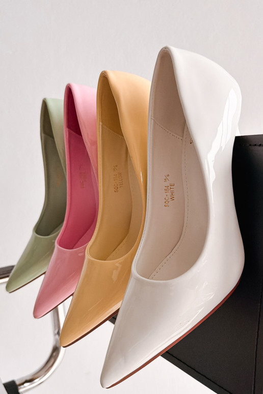 Classic Patent Leather High Heels Made of Faux Leather White Odira