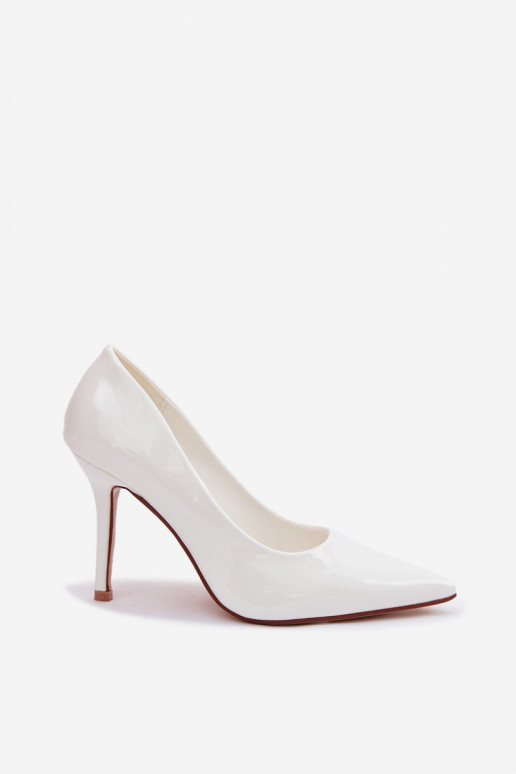 Classic Patent Leather High Heels Made of Faux Leather White Odira