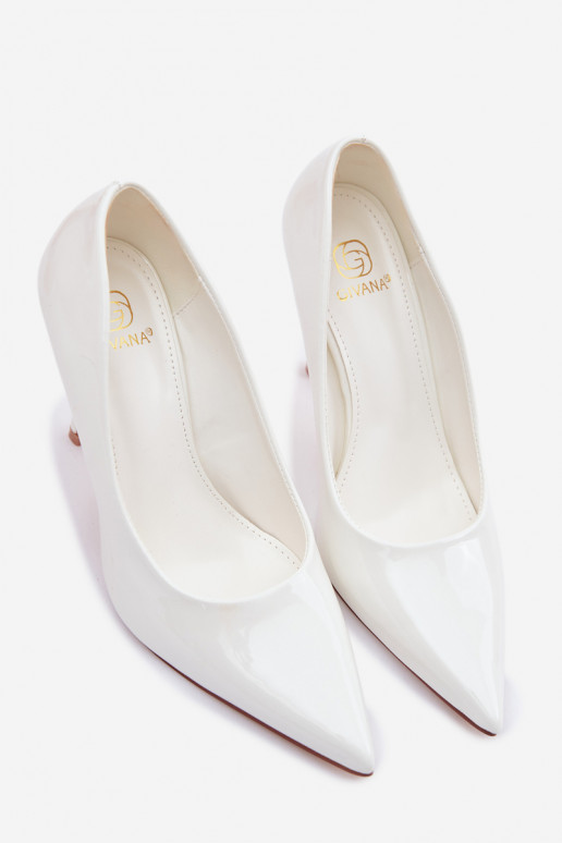 Classic Patent Leather High Heels Made of Faux Leather White Odira