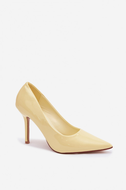 Classic Patent Leather High Heels From Faux Leather Yellow Odira