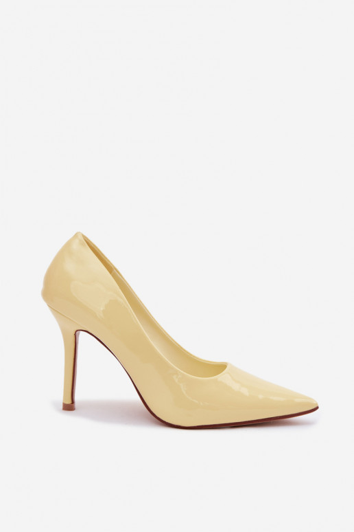 Classic Patent Leather High Heels From Faux Leather Yellow Odira