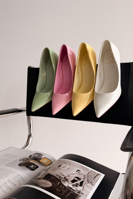 Classic Patent Leather High Heels From Faux Leather Yellow Odira