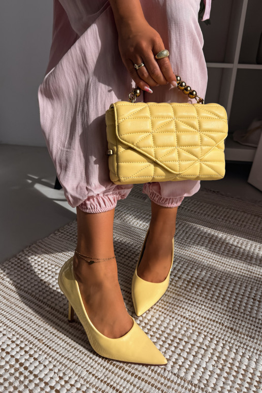 Classic Patent Leather High Heels From Faux Leather Yellow Odira