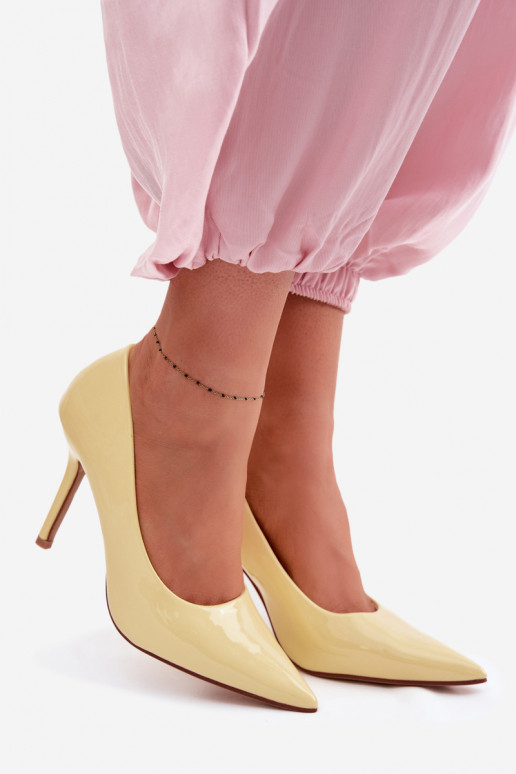 Classic Patent Leather High Heels From Faux Leather Yellow Odira