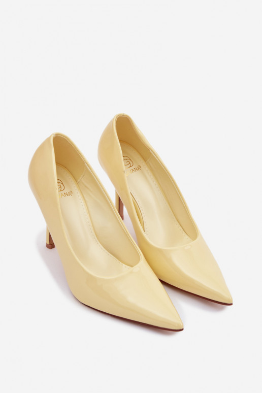 Classic Patent Leather High Heels From Faux Leather Yellow Odira