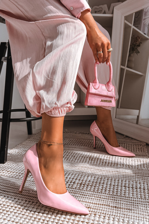 Classic Patent Leather High Heels Pink Imitation Leather Odira