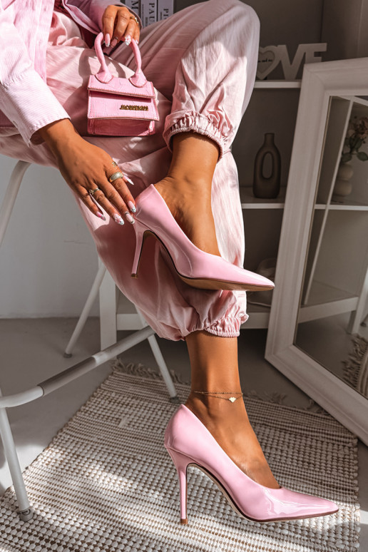 Classic Patent Leather High Heels Pink Imitation Leather Odira