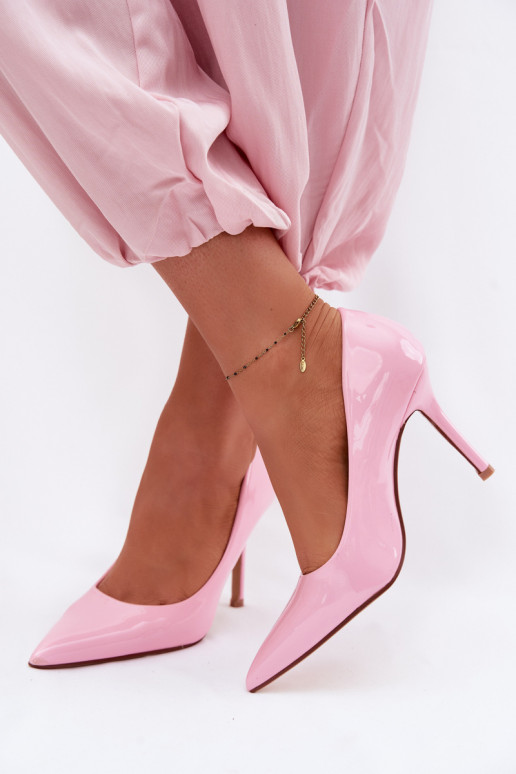 Classic Patent Leather High Heels Pink Imitation Leather Odira