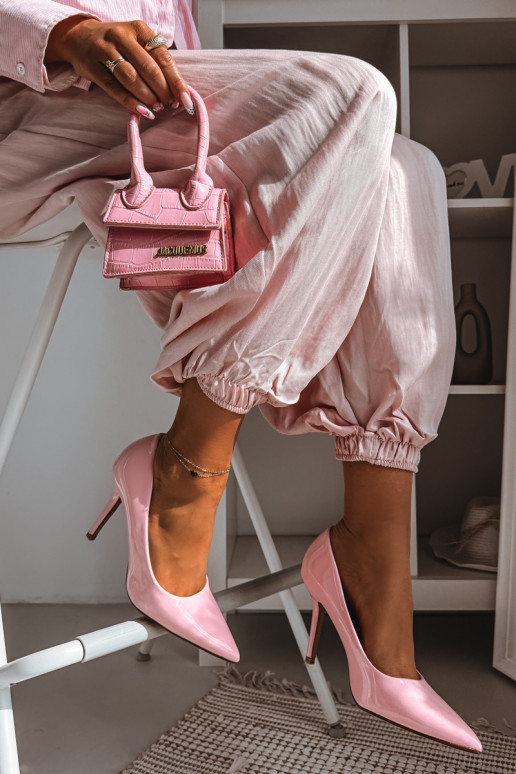 Classic Patent Leather High Heels Pink Imitation Leather Odira