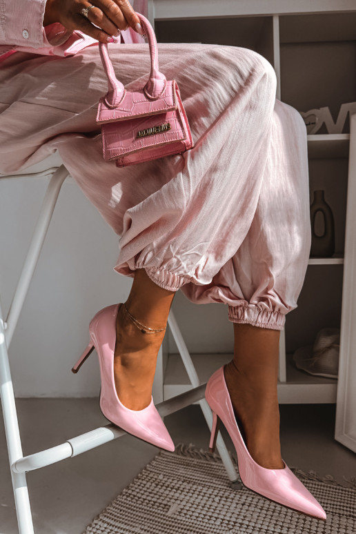 Classic Patent Leather High Heels Pink Imitation Leather Odira