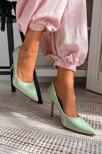Classic Patent Leather High Heels From Faux Leather Green Odira