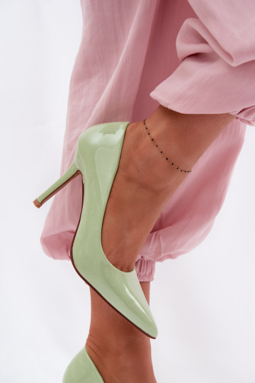 Classic Patent Leather High Heels From Faux Leather Green Odira 2