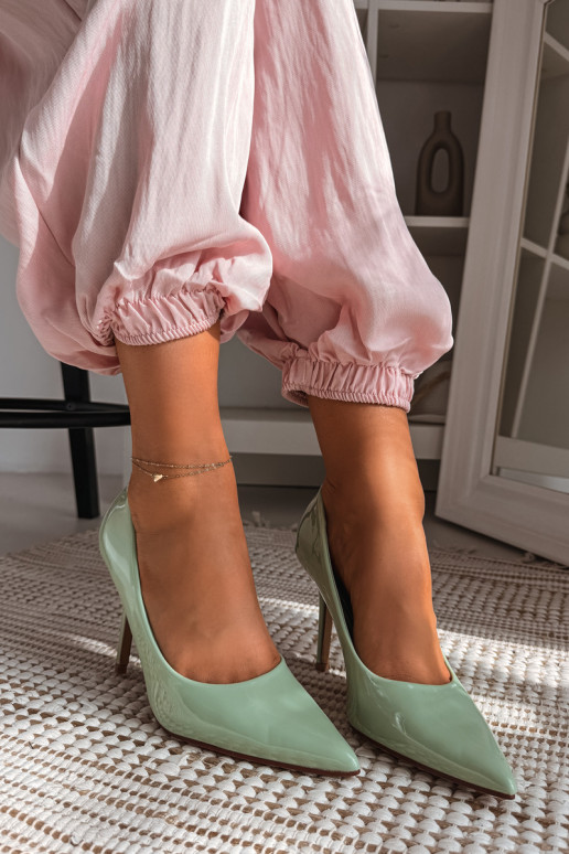 Classic Patent Leather High Heels From Faux Leather Green Odira