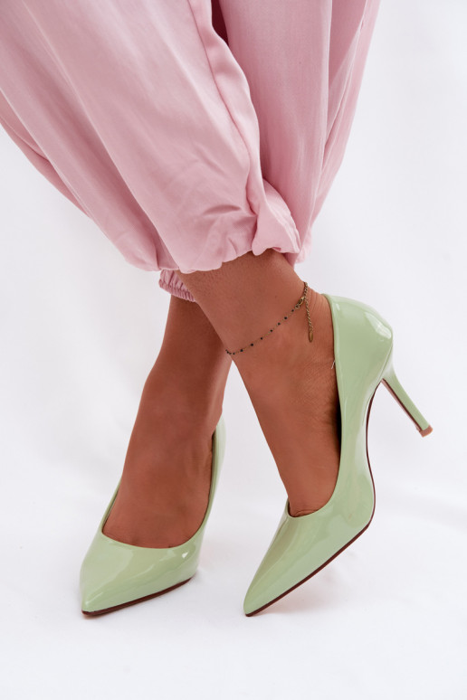Classic Patent Leather High Heels From Faux Leather Green Odira