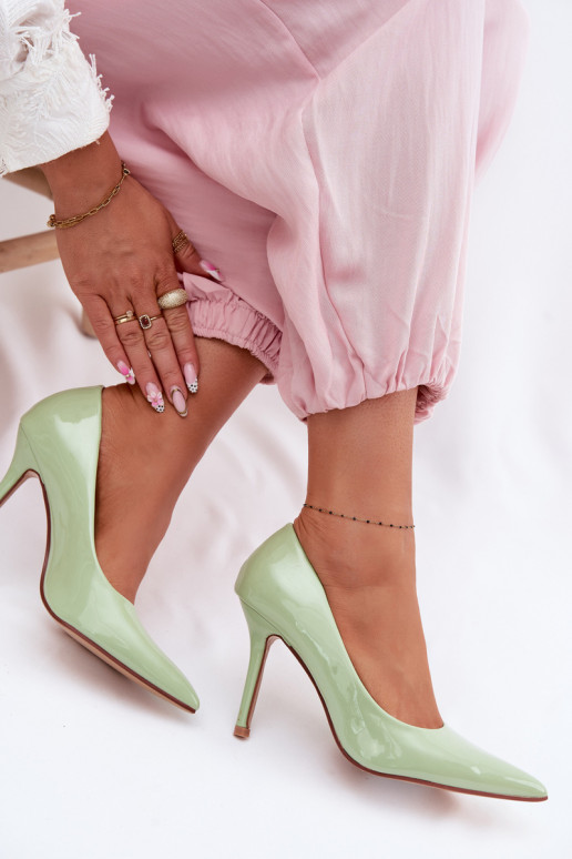 Classic Patent Leather High Heels From Faux Leather Green Odira