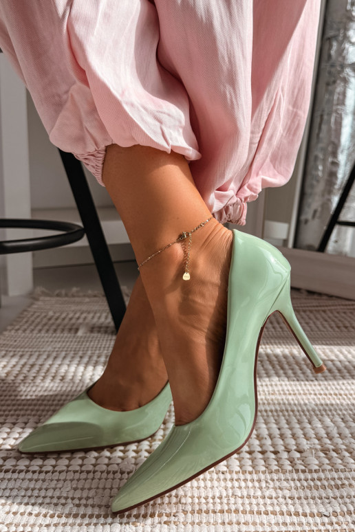 Classic Patent Leather High Heels From Faux Leather Green Odira