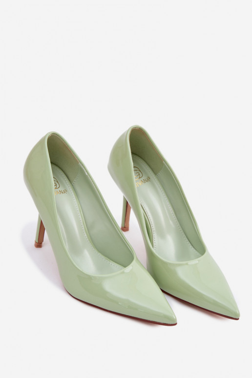 Classic Patent Leather High Heels From Faux Leather Green Odira