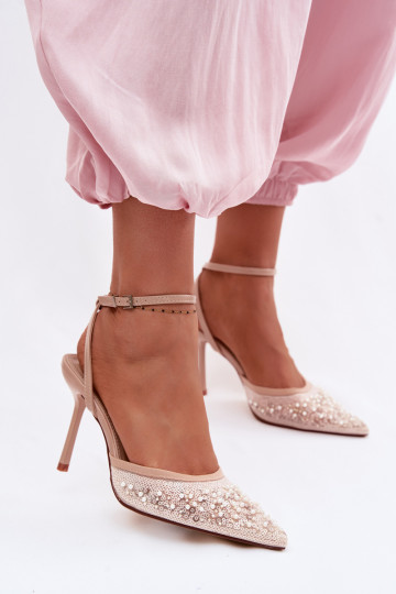 Women's High Heel Sandals Made of Eco Leather Beige Sedira 2