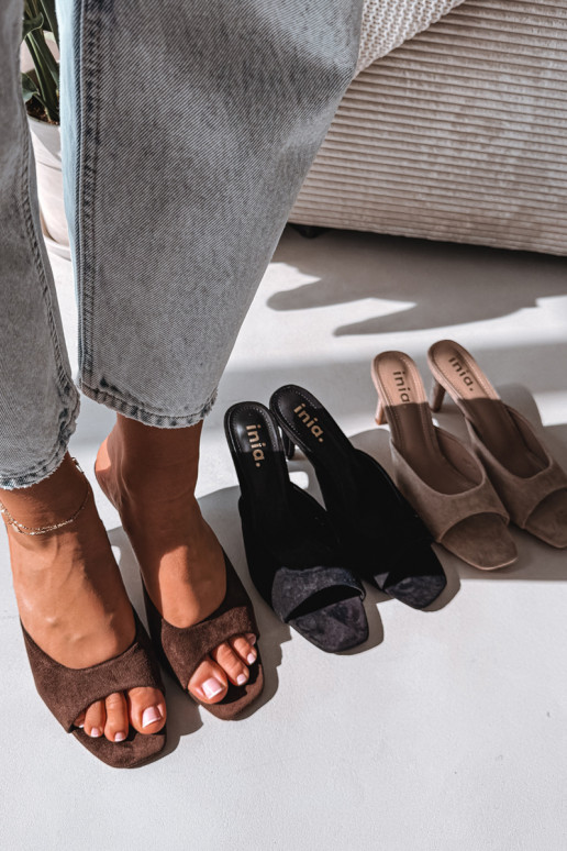 Women's Slim Heeled Chocolate Revina Sandals