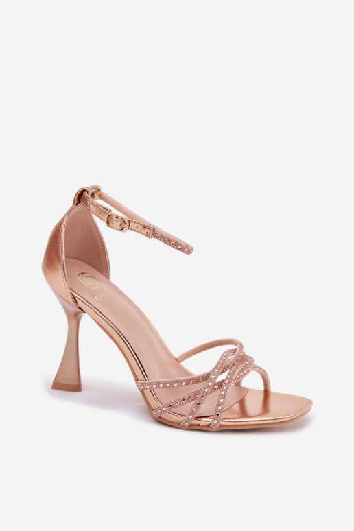Women's High-Heeled Sandals With Crystals Redira Champagne