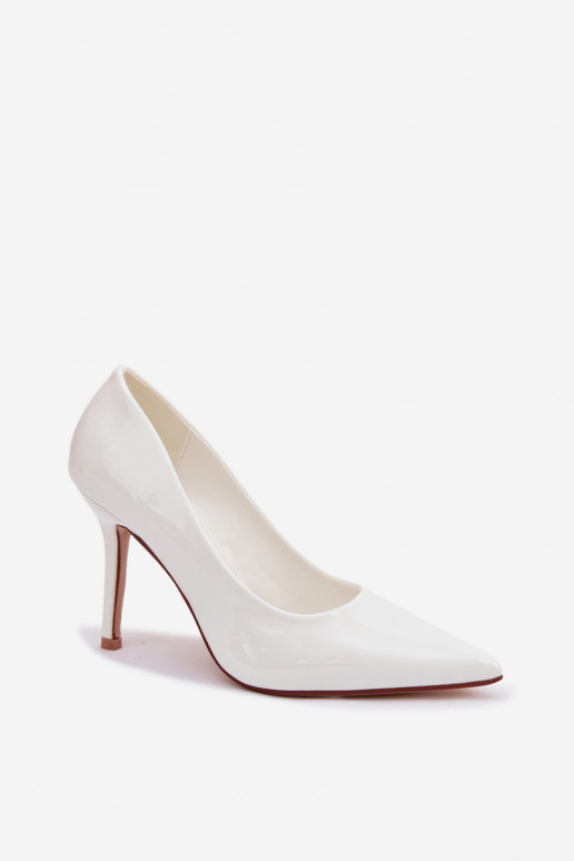 Classic Patent Leather High Heels Made of Faux Leather White Odira