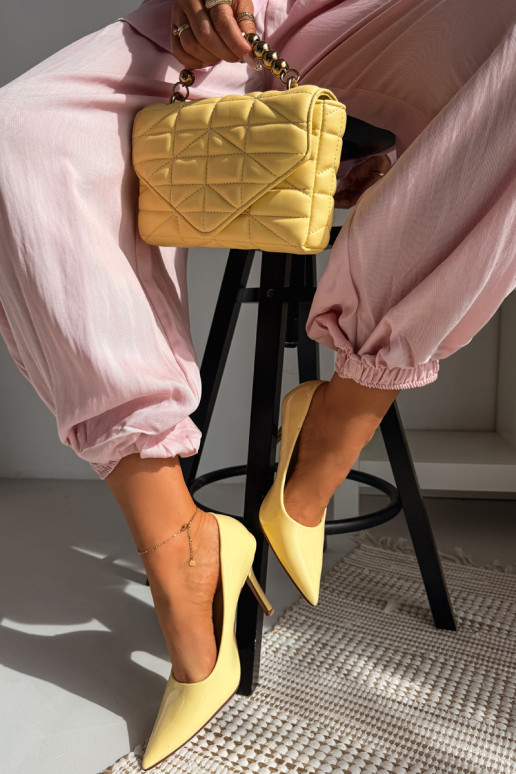 Classic Patent Leather High Heels From Faux Leather Yellow Odira