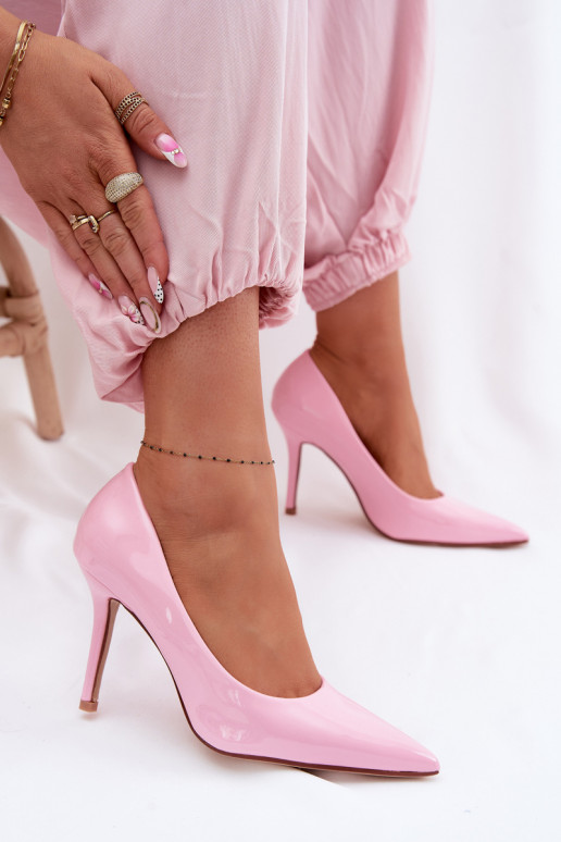 Classic Patent Leather High Heels Pink Imitation Leather Odira