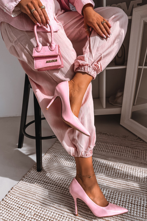 Classic Patent Leather High Heels Pink Imitation Leather Odira