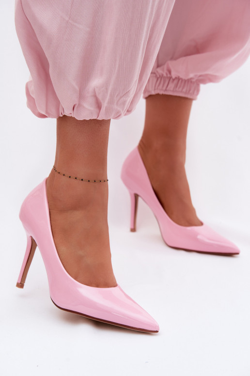Classic Patent Leather High Heels Pink Imitation Leather Odira