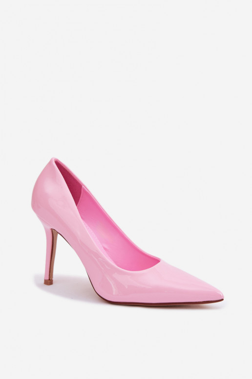 Classic Patent Leather High Heels Pink Imitation Leather Odira