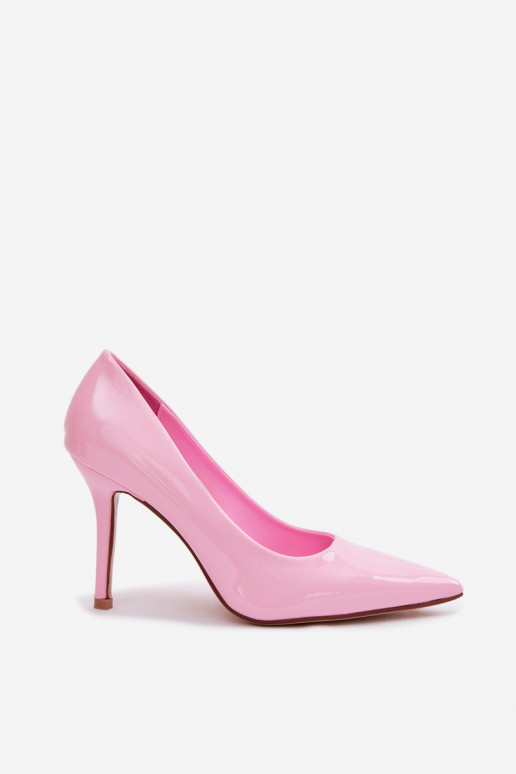 Classic Patent Leather High Heels Pink Imitation Leather Odira