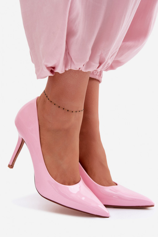 Classic Patent Leather High Heels Pink Imitation Leather Odira