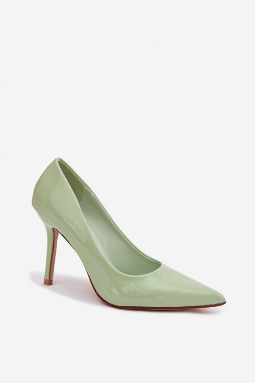 Classic Patent Leather High Heels From Faux Leather Green Odira