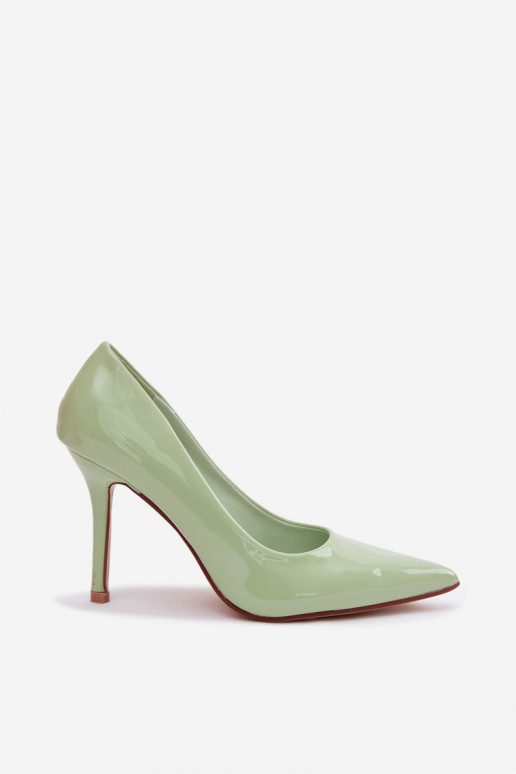 Classic Patent Leather High Heels From Faux Leather Green Odira