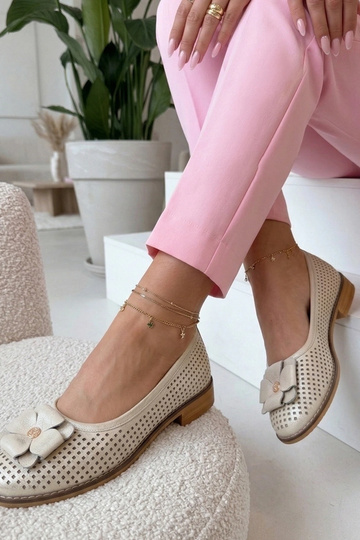 Złote Skórzane Ażurowe...