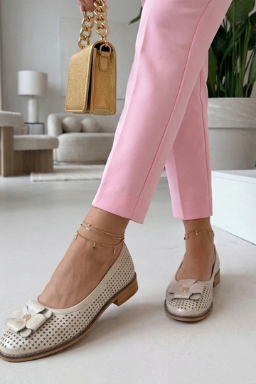 Złote Skórzane Ażurowe... 2