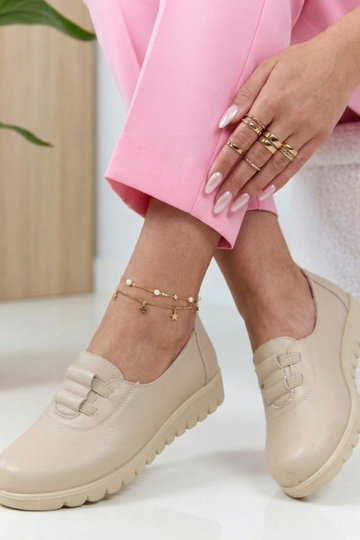 Beżowe Wsuwane Półbuty Na...