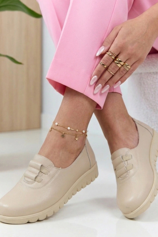 Beżowe Wsuwane Półbuty Na Niskiej...