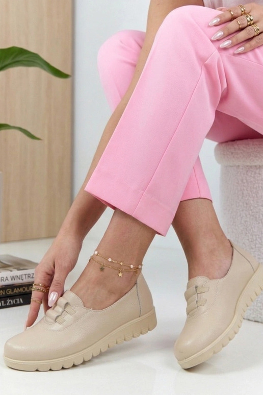 Beżowe Wsuwane Półbuty Na Niskiej...