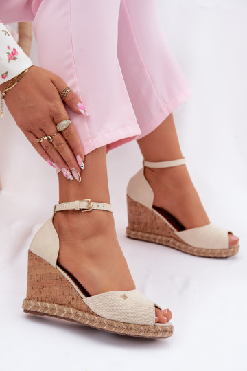 Women's Platform Sandals With Woven Wrangler 20261086.06V Light Beige