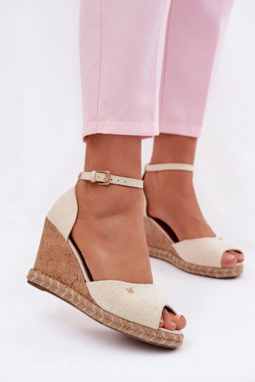 Women's Platform Sandals With Woven Wrangler 20261086.06V Light Beige 2
