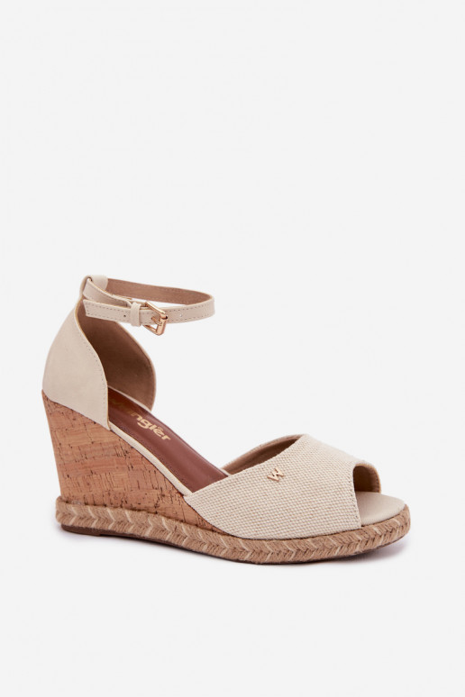 Women's Platform Sandals With Woven Wrangler 20261086.06V Light Beige