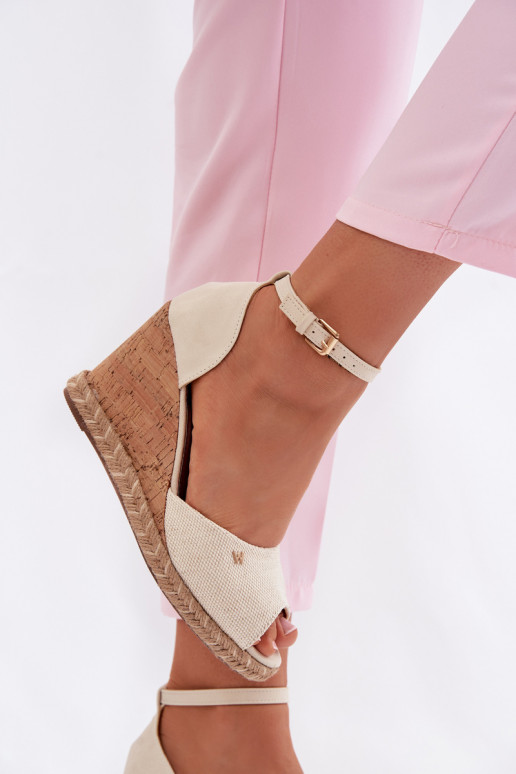 Women's Platform Sandals With Woven Wrangler 20261086.06V Light Beige