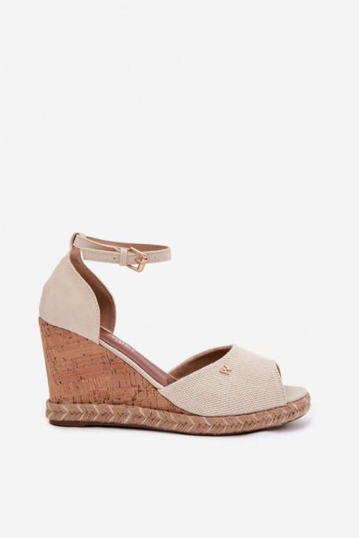 Women's Platform Sandals With Woven Wrangler 20261086.06V Light Beige